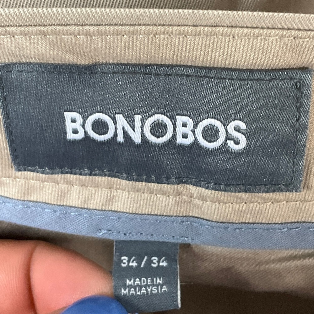 Bonobos Dress Pants Mens 34x34 Khaki Tan Cotton Stretch Straight Weekday Warrior - Picture 3 of 11